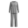 thumbnail image 4 of Xdegoge Womens Casual Two Piece Outfits Crewneck Long Sleeve Tunic Top and Wide Leg Sweatpants Set with Pockets Comfy Relaxed Fit Fall Loungewear Sweatsuits, 4 of 6