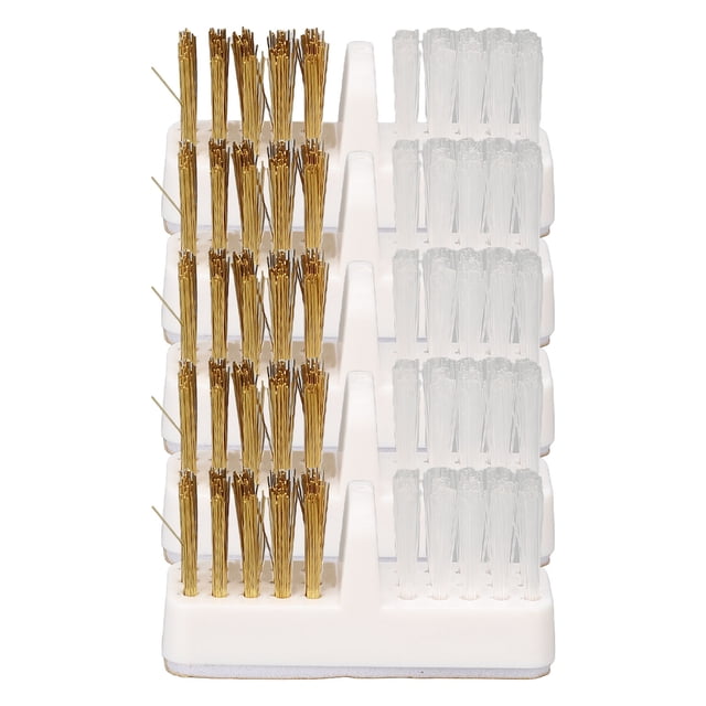 limpiadores de brocas para uñas portátiles, cerdas de color cobre blanco, accesorios de limpieza de brocas de plástico y metal.
