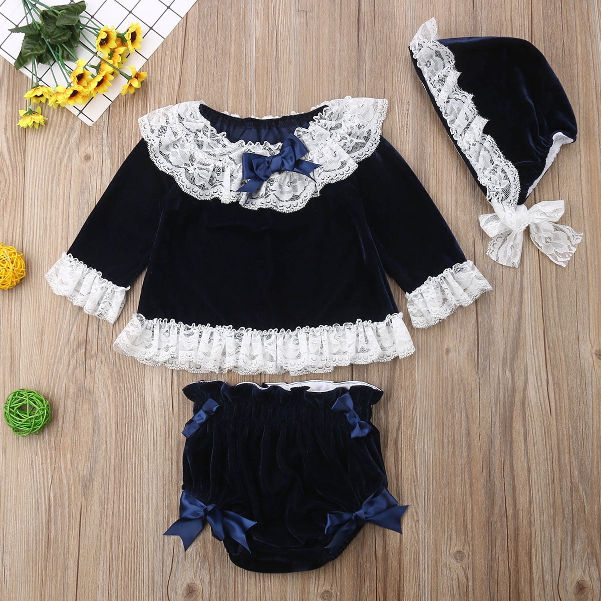 Baby Girl Clothes Lace Bowknot Denim Dress False Two Piece Casual Outfit Clothes