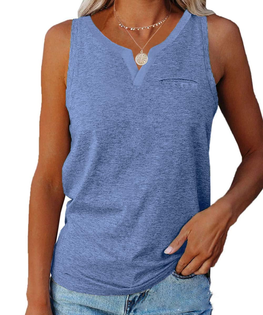 Sherrylily Women Tank Tops V Neck Sleeveless Casual Summer Loose Fit