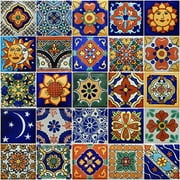 25 Hand Painted Decorative Talavera Mexican Tiles 2"x2"