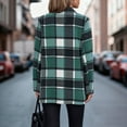 thumbnail image 5 of Otntypg Women Plaid Shacket Jacket Trendy Fall Casual Button Wool Blend Notch Collared Trench Coat Winter Clothing with Pockets Army Green S, 5 of 7