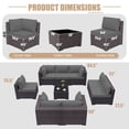 thumbnail image 7 of ALAULM 9 Pieces Patio Conversation Furniture Set Outdoor Sectional Sofa Sets W/Cushions Brown PE Rattan, Gray, 7 of 7