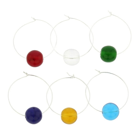 GlassOfVenice Murano Glass Rainbow Wine Glass Charms Set of 6