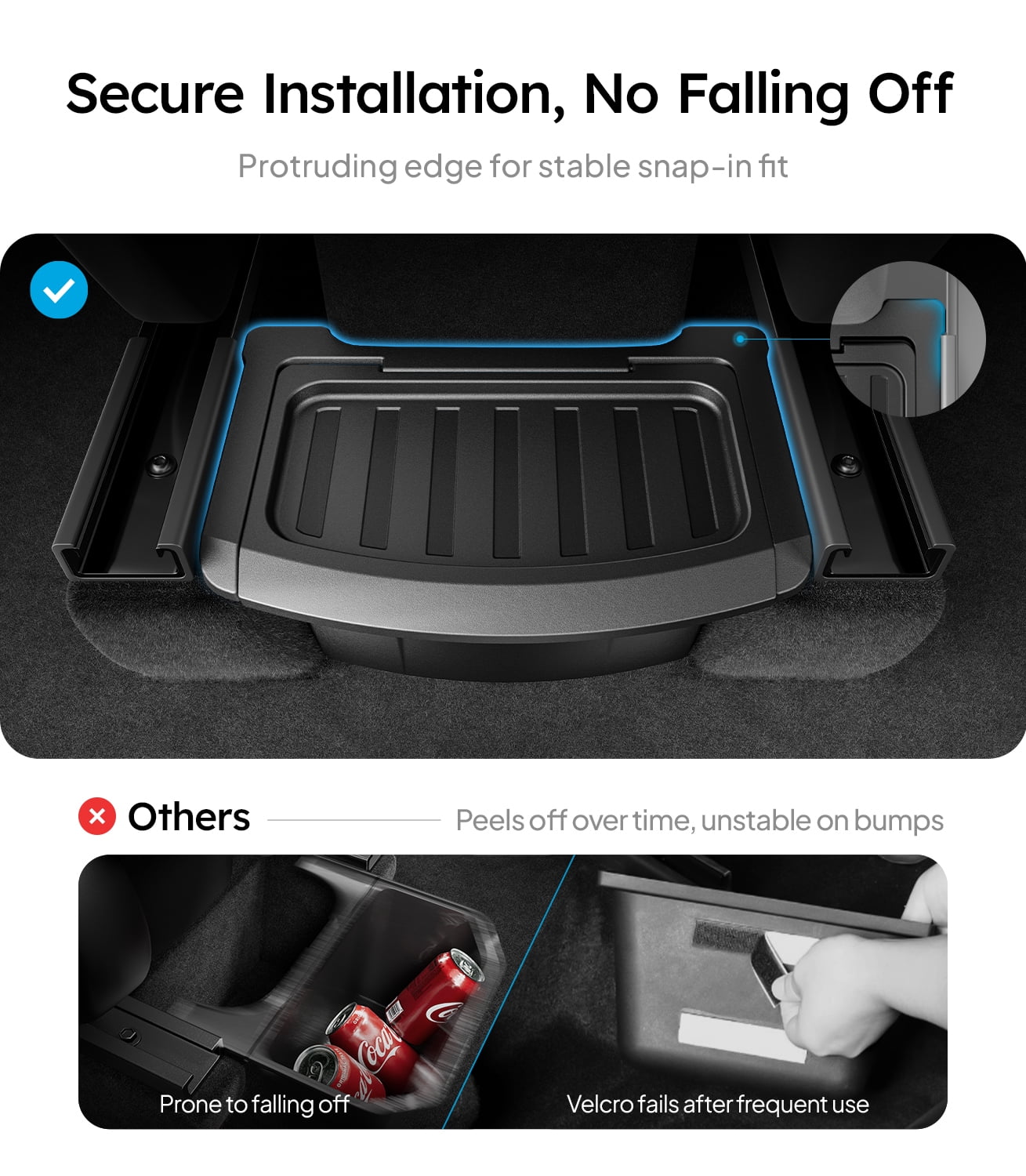 Wigoo Upgrade Tesla Model Y Juniper Accessories Rear Center Console Organizer [Partitioned Storage & Stable Installation] Backseat Storage Box for Tesla Model Y Juniper 2025~2026