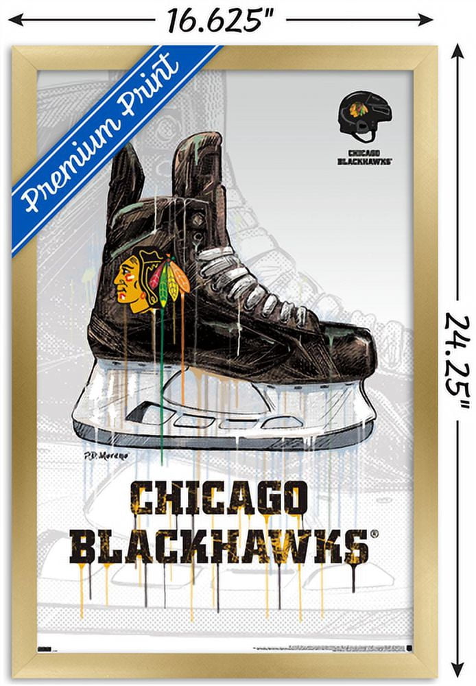 NHL Chicago Blackhawks - Drip Skate 21 Wall Poster, 14.725" x 22.375", Framed