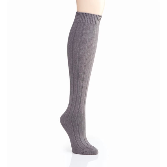 Women's MeMoi MO-716 Ribbed Knit Knee High Socks (Pavement O/S)