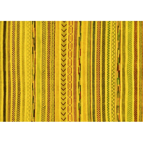 Ahgly Company Machine Washable Indoor Rectangle Abstract Yellow Modern Area Rugs, 7' x 10'