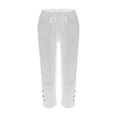 thumbnail image 6 of iHPH7 Straight Leg Pants Women, Gauze Pants, Loose Pants for Women Summer, Elastic Waist Pants for Women, Lightweight Pants Women, White XXL, 6 of 9