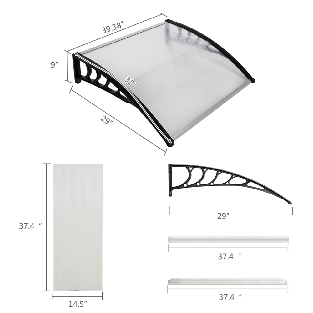 EDOEMSE Rain Awning,Outdoor Window Door Rain Canopy, 100 x 80 Household Application Door & Window Awnings Canopy White & Black Bracket EDOEMSE Rain Awning,Outdoor Window Door Rain Canopy, 100 x 80 Household Application Door & Window Awnings Canopy White & Black Bracket