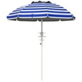 thumbnail image 2 of Topcobe 5.7 ft Beach Umbrella with Tilt, Height Adjustment, Dual Cup Holders, Hooks, Ventilation, Ruffled Design, Vibrant Blue Striped Canopy for Outdoor Relaxation, 2 of 11
