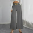 thumbnail image 5 of Fmbrln Womens Wide Leg Pants Casual Elastic High Waist Work Pants Loose Comfy Solid Color Pants Office Business Wide Leg Pants Gray L, 5 of 5