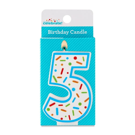 Multicolor Confetti Number 5 Birthday Candle, by Way To Celebrate