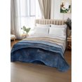 thumbnail image 3 of Full Size Flat Sheet Only, Blue Beige Soft Brushed Microfiber Bed Sheets, Coastal Wave Modern Abstract Art Hotel Quality Breathable Bedding Top Sheet, Easy Care, 66"x102", 3 of 9
