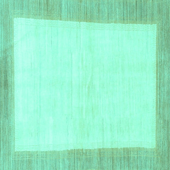 Ahgly Company Indoor Square Solid Turquoise Blue Modern Area Rugs, 6' Square