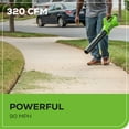 thumbnail image 4 of Greenworks 24V 320 CFM Cordless Leaf Blower, 2.0Ah USB Battery and Charger Included, 4 of 9