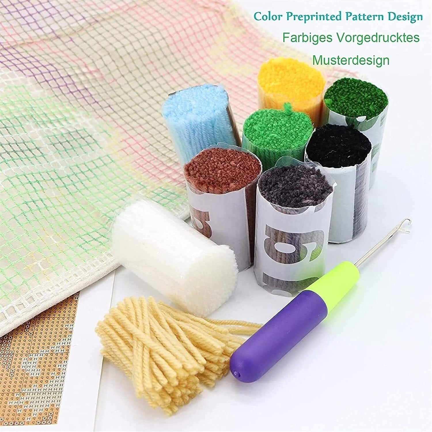 Small Size Mini Snail Latch Hook Kits Rug DIY Cushion Tapestry Making Crochet Hook Mat Making Kits Color Preprinted Pattern Canvas DIY Carpet Needlework Crochet Cushion Kits 30x30cm