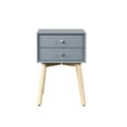 thumbnail image 3 of Bedside Table with 2 Drawer and Rubber Wood Legs, Modern Storage Cabinet Nightstand with Button Handle for Bedroom Living Room Furniture, Easy Assembly, Space Saving, Gray, 3 of 7