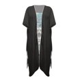 thumbnail image 2 of SCRAWLGOD Skull Rose Print Beach Cover Ups for Women Long Open Front Bathing Suit Cover Up Quick Dry Breathable Swimsuit Coverup for Summer, 2 of 6