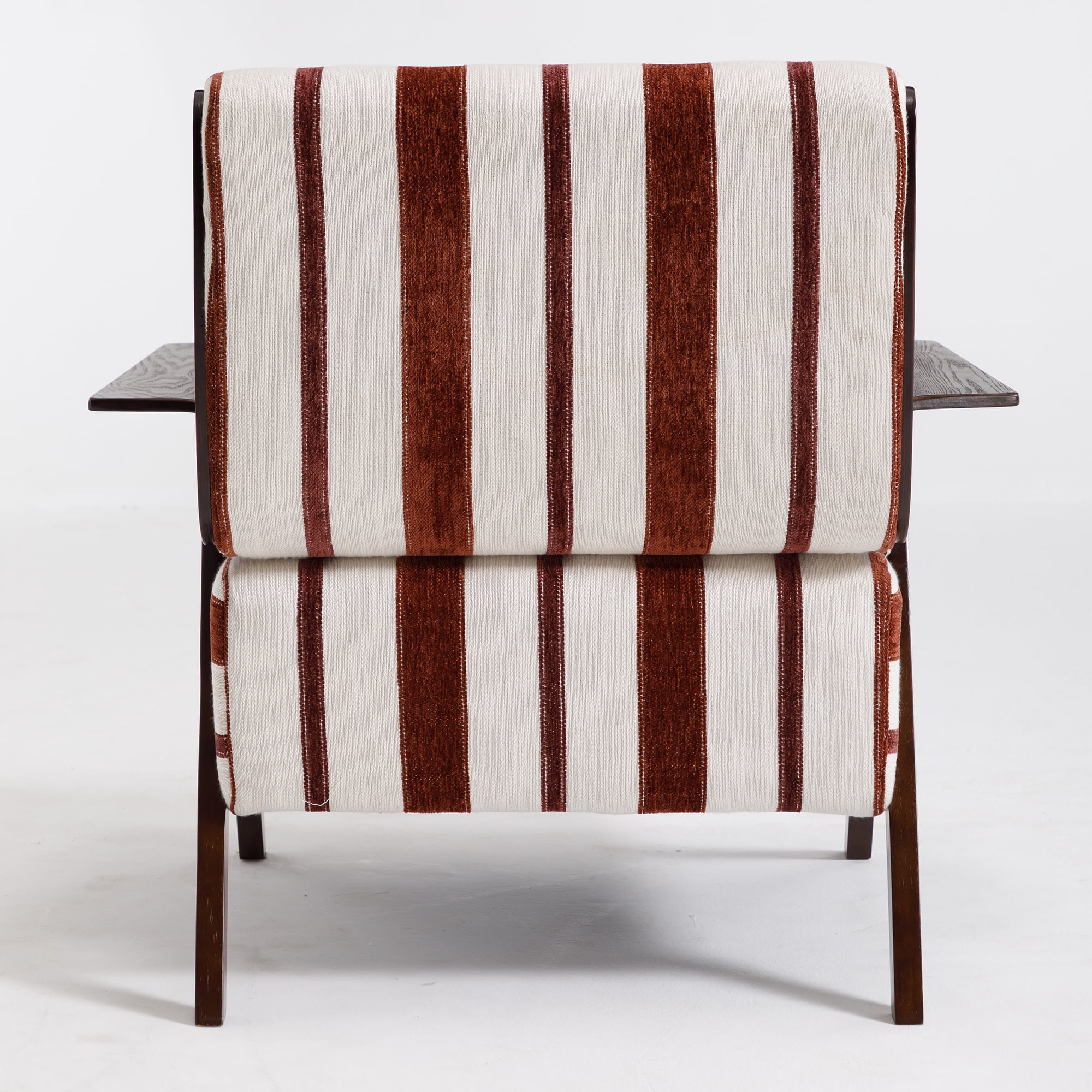 Leumius Modern Armchair with Widened Armrests Single Sofa Chair with Solid Wood Legs Comfortable Casual Reading Chair for Living Room, Bedroom, Office Red and White Stripes