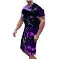 thumbnail image 1 of Conjunto de blusa y pantalones de manga corta con estampado 3D de camiseta de cuello redondo de Halloween informal para hombres Pompotops oipoqjl35818, 1 of 7