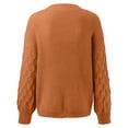 thumbnail image 6 of UJNDER Crewneck Long Sleeve Puff Sleeve Sweater for Women Casual Loose Knitted Pullover Orange XXL, 6 of 8