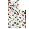 thumbnail image 2 of Football and Basketball White Pattern Teens Toddler Nap Mat with Pillow, Sleeping Mat Bag for Preschool Daycare 51"x22", 2 of 6