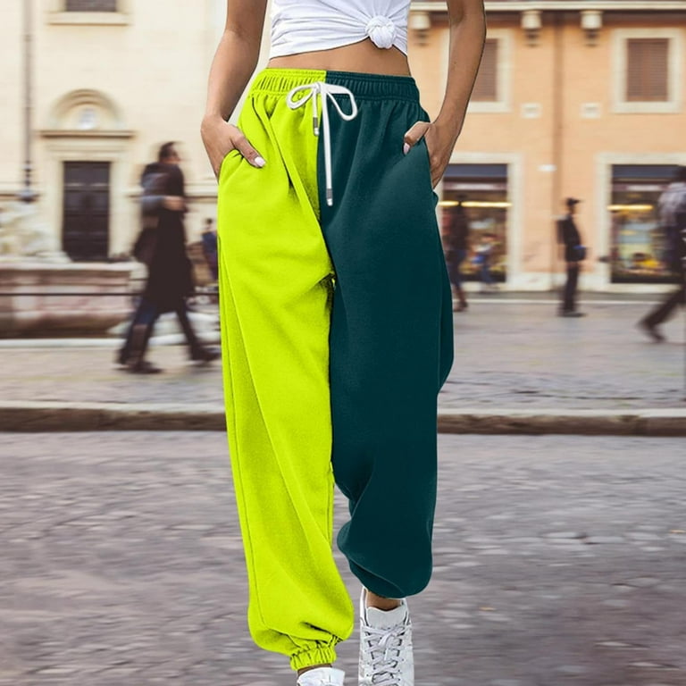 JJHGVB Color-Block Sweatpants Color Block Patchwork Lounge
