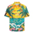 thumbnail image 5 of Aueoeo Mens Hawaiian Shirt, Short Sleeves Button Down Shirts for Men Beach Clothing Summer Casual Palm Printed Shirts 2X 3X 4X Summer Savings Army Green, 5 of 5