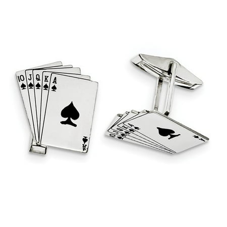 Sterling Silver Royal Flush Cuff Links