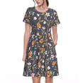 thumbnail image 1 of Kdxio Robe T-Shirt Décontractée à Imprimé Fleurs Sauvages pour Femmes, Manches Courtes d'Été avec Poches, 1 of 6