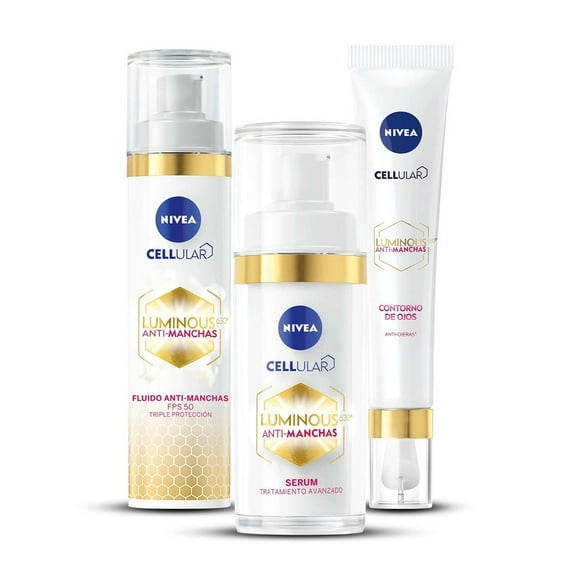 Kit Anti-manchas NIVEA Luminous 630 Tres Piezas Enriquecido con Ácido Hialurónico y Vitamina E para