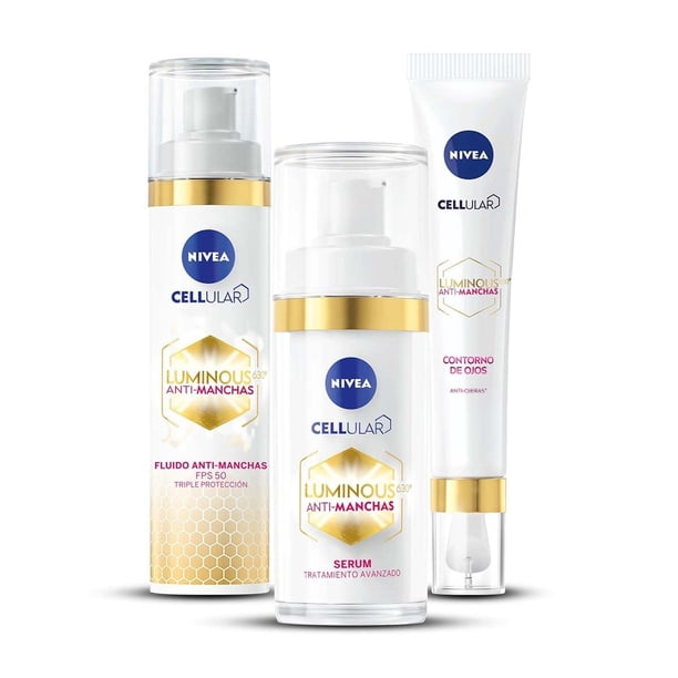 Kit Anti-manchas NIVEA Luminous 630 Tres Piezas Enriquecido con Ácido Hialurónico y Vitamina E para
