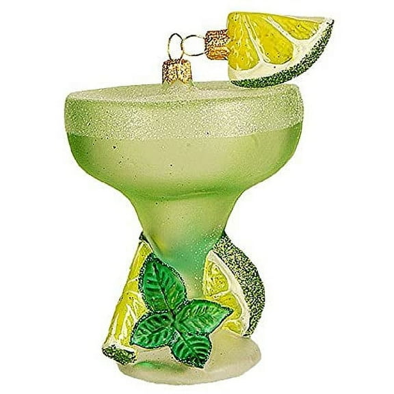 Margarita Drink with Limes Polish Mouth Blown Glass Christmas Ornament