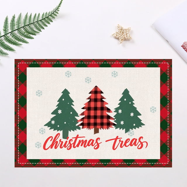 Decoraciones navideñas, adornos navideños, regalos navideños, manteles individuales con temática navideña, tapetes para desagües de cocina, tapetes para café resistentes al calor, manteles individuale