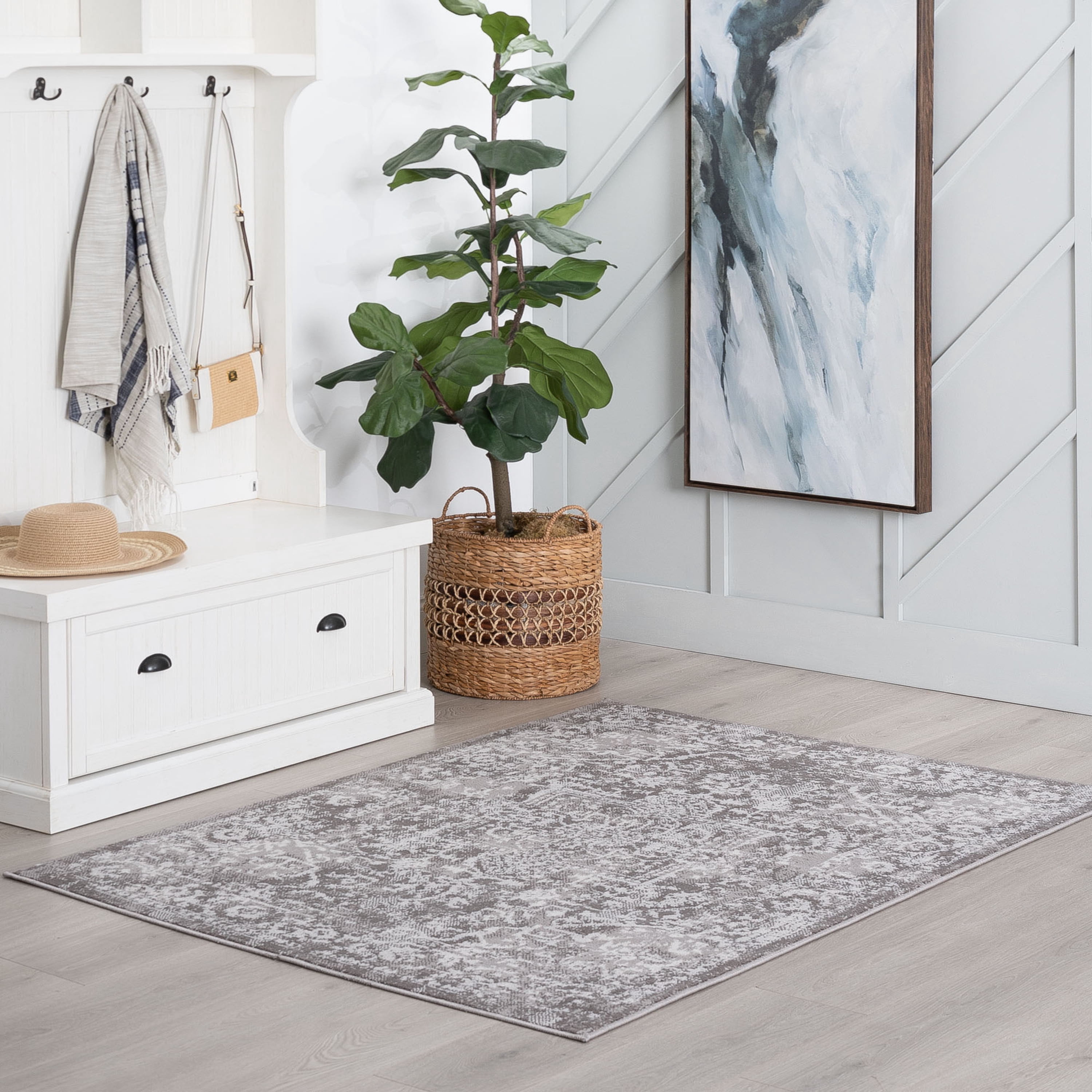 Bliss Rugs Persian Traditional Area Rug, Geometric Indoor Rugs for Living Room, Dining Room, Bedroom | Gray, 5' x 7' (5'3''x7'3'')