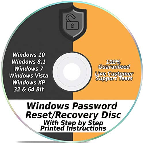 en million svømme Fisker Windows Password Reset Recovery Disk Windows 10, 8.1, 7, Vista, XP #1 Best  Unlocker Remove Software CD DVD (For All PC Computers) - Walmart.com