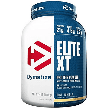 Dymatize Elite XT Protein Powder Blend, Rich Vanilla, 21g Protein/Serving, 4