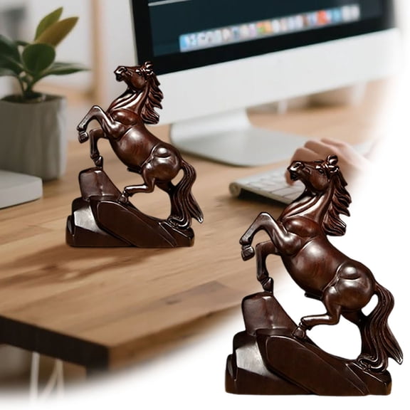 Home Decor Chinese Feng Shui Red Horse Statue, Horse Statue Small Wooden 2026 Chinese New Year Ornaments Feng Shui Figurine, Tabletop Fire Horses Attracting Wealth and Good Luck