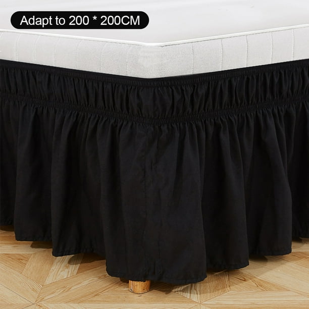 Falda de cama abatible cama elástica ajustable colchón de poliéster con volantes colchón decoración suministros de cama, 200x200 + 40, negro Advancent HA004051-04