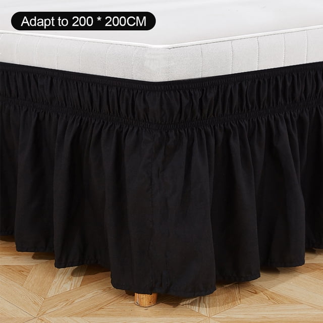 Falda de cama abatible cama elástica ajustable colchón de poliéster con volantes colchón decoración suministros de cama, 200x200 + 40, negro Speravity HA004051-04