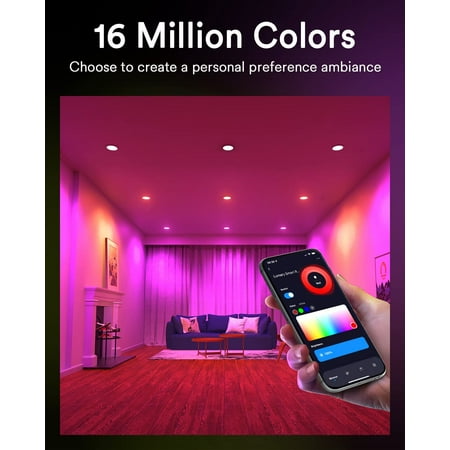 

2023 Lumary Smart Recessed Lighting 6 Inch LED Recessed Lights with Junction Box WiFi LED Canless Wafer Downlight Work with Alexa/Google Assistant 13W 1100LM for Bedroom Kitchen Soffit e