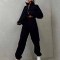 thumbnail image 1 of Chaqueta Chándal de 2 piezas para mujer Traje de chándal informal de 2 piezas Traje de calle de corte holgado Cgtredaw Negro S para Mujer, 1 of 1