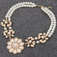 thumbnail image 4 of AYYUFE Women's Elegant Pearl Rhinestone Flower Bib Collar Necklace Choker, 4 of 8