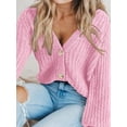 thumbnail image 4 of Women's Chunky Knit Open Front Sweater Long Sleeve Button Loose Short Cardigan Outerwear Coats, 4 of 15