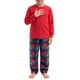 thumbnail image 2 of Pijamas de familia de cuadros Inspire Chic para niños, con camiseta de manga larga y pantalones, color rojo, 2 of 4