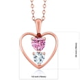 thumbnail image 2 of Gem Stone King 18K Rose Gold Plated Silver Pink Moissanite Sky Blue Aquamarine and Red Garnet Pendant Necklace for Women (0.76 Cttw, Gemstone Birthstone, Heart 5MM and 4MM, with 18 inch Silver Chain), 2 of 3