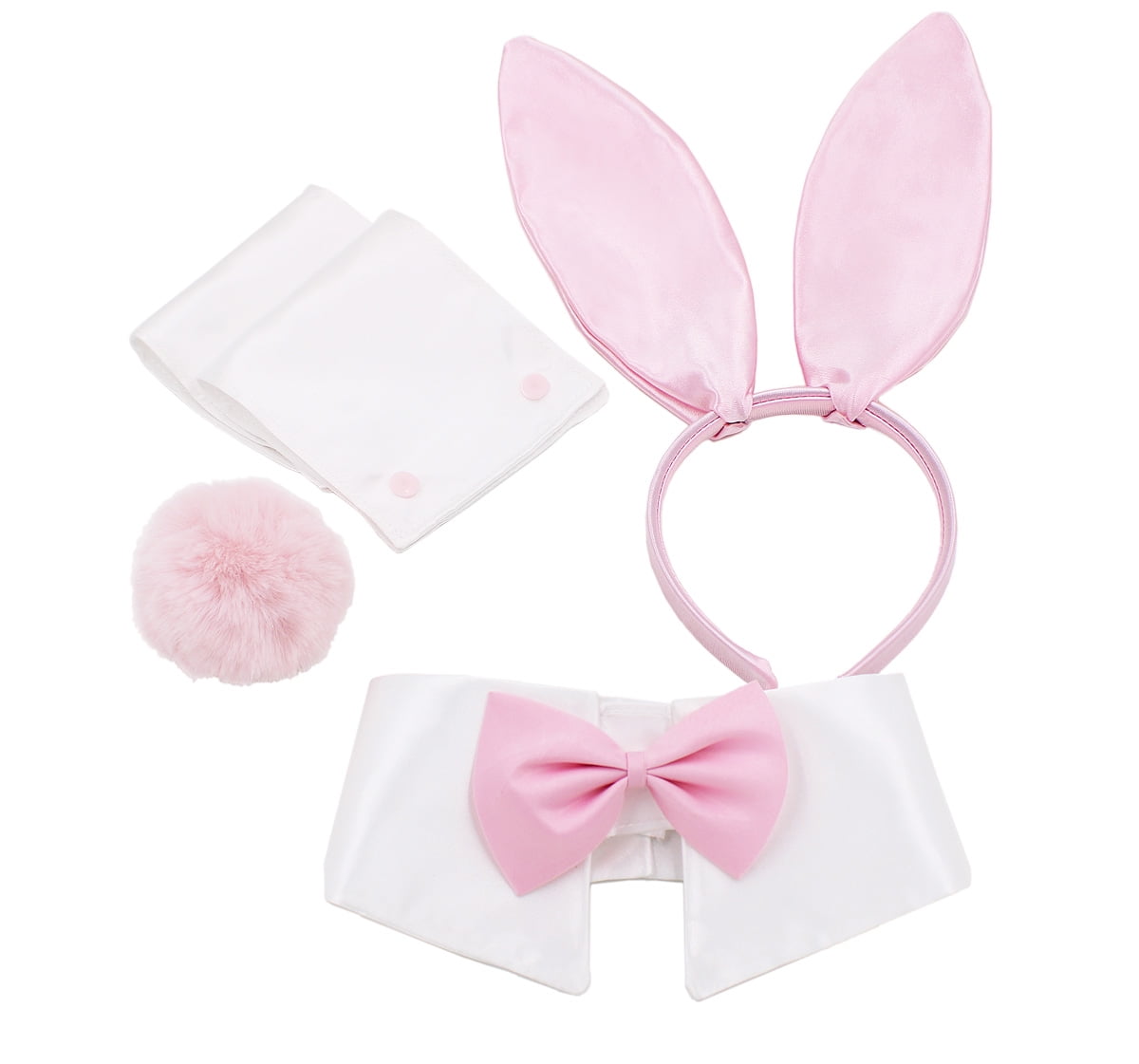 Geyoga Easter Bunny Ears Hat Bow Tie Tail Cosplay Accessories Kit for Kids Adult 