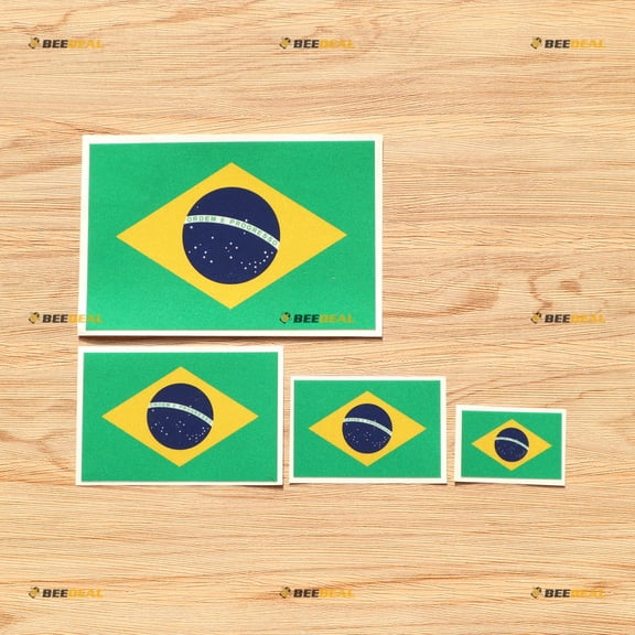 Brazil Brazilian Flag Vinyl Decal Sticker - 4 Pack Reflective, 2 Inches, 3 Inches, 4 Inches, 6 Inches - for Car Boat Laptop Cup Phone