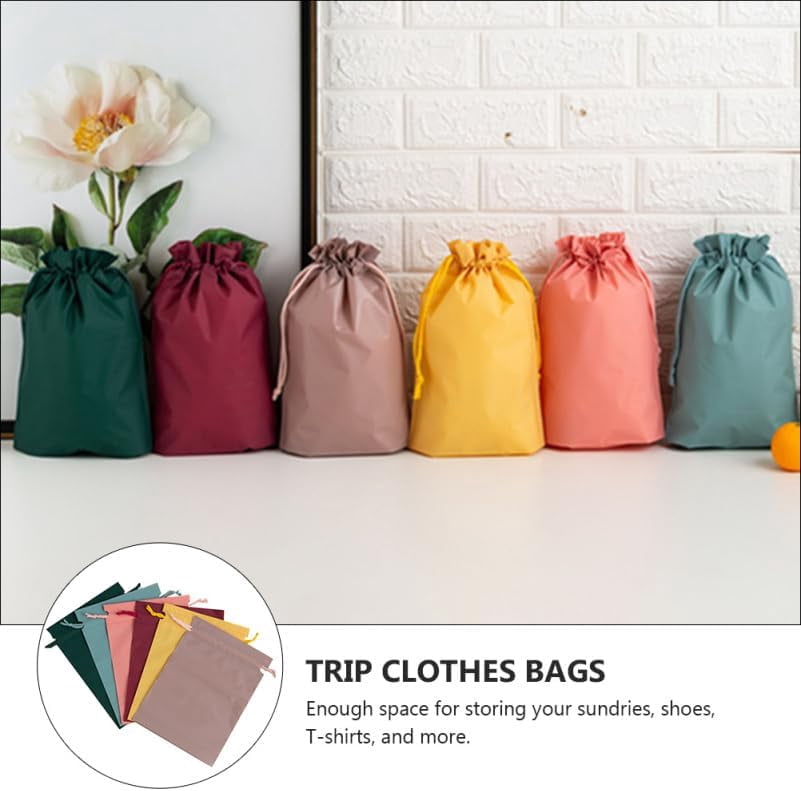 Waterproof Travel Drawstring Shoe Bags Set of 6 Multipurpose Storage Pouches for Shoes Clothes Accessories 11.61X8.07X0.11In Travel Organizer for Vacation Business Trip Camping